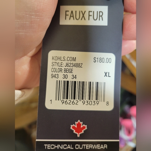 Halitech NWT Women's Beige Quilted Jacket with Faux Fur Hood Size XL - Picture 6 of 10